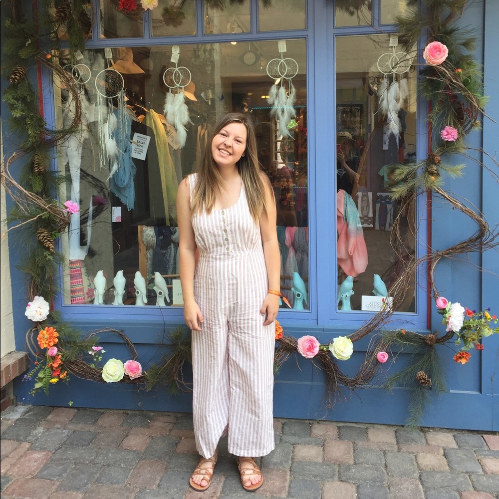 Striped button down romper